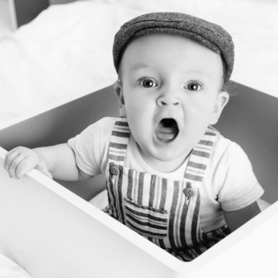 Baby sat in box