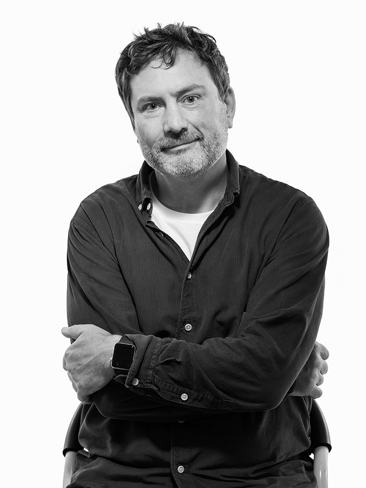Casual male headshot B&W on white