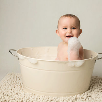 Baby in tin bath